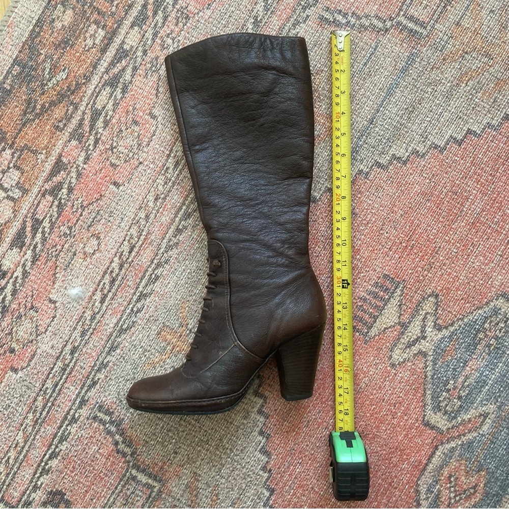 Clarks Women's Tall Brown Leather Heel Boots Witch Victorian UK 5 US 7